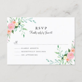 ウォーターカラーピーチピンクの結婚式RSVP 出欠カード