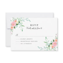 ウォーターカラーピーチピンクの結婚式RSVP