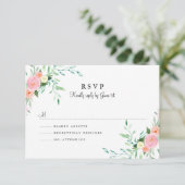 ウォーターカラーピーチピンクの結婚式RSVP 出欠カード (スタンド正面)