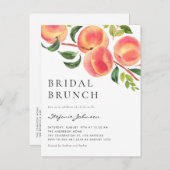ウォーターカラーピーチフルーツサマーブライダルブランチ インビテーションポストカード (正面/裏面)