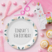 ウォーターカラーピーチフルーツ縁ど誕生日アートナプキン ペーパープレート (パーティー)