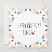 ウォーターカラーピーチフルーツ誕生日縁どアート (正面)