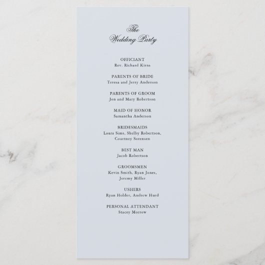 ウォーターカラーピーチフローラダスティブルー結婚式 プログラム (裏面)