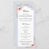 ウォーターカラーピーチフローラダスティブルー結婚式 プログラム (正面/裏面)