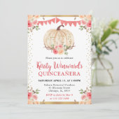 ウォーターカラーピーチフローラパンプキン秋キンセアニェラ 招待状 (スタンド正面)