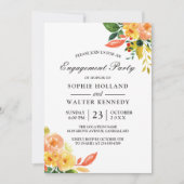 ウォーターカラーピーチフローラ秋婚約パーティ 招待状 (正面)