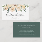 ウォーターカラーピーチフローラ&グリーンリー 名刺 (正面/裏面)