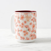 ウォーターカラーピーチフローラ ツートーンマグカップ (正面左)