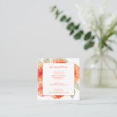 ウォーターカラーピーチプオーニー結婚ズアコモデーション エンクロージャーカード (スタンド正面)