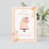 ウォーターカラーピーチ結婚フローラテーマ 招待状 (スタンド正面)