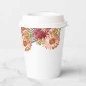 ウォーターカラーピーチ花模様グリーンリースウィート16カンス 紙コップ (裏面)