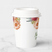 ウォーターカラーピーチ花模様グリーンリースウィート16カンス 紙コップ (右)