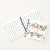 ウォーターカラーピーチ花模様&グリーンリーゲストブック ノートブック (内部)