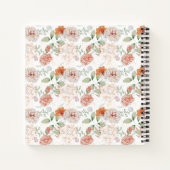 ウォーターカラーピーチ花模様&グリーンリーゲストブック ノートブック (裏面)