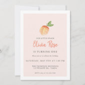 ウォーターカラーピーチ誕生日招待状 招待状 (正面)