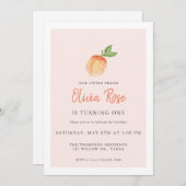 ウォーターカラーピーチ誕生日招待状 招待状 (正面/裏面)