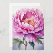 ウォーターカラーピーニーフラットホリデーカード シーズンカード (正面/裏面)