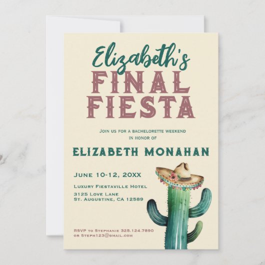 ウォーターカラーファイナルフィエスタバチェロレッテ招待状 招待状 (正面)