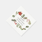 ウォーターカラーファミリークリスマス紙 スタンダードカクテルナプキン (角)