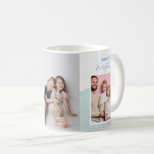 ウォーターカラーファミリーフォトコラージュマザーズデイコーヒー コーヒーマグカップ (正面右)