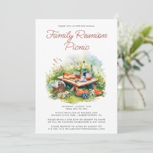 ウォーターカラーファミリー懇親会ピクニック招待状 招待状 (スタンド正面)