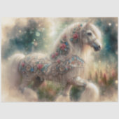 ウォーターカラーファンタジー フラワーホワイトホース デコパージュ 薄葉紙 (正面)