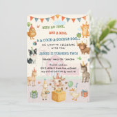 ウォーターカラーファーミヤードオインクバアモーファームおもしろい誕生日 招待状 (スタンド正面)