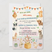 ウォーターカラーファーミヤードオインクバアモーファームおもしろい誕生日 招待状 (正面)