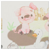 ウォーターカラーファームアニマルズベビー子供部屋 ファブリック (クローズアップ)