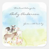 ウォーターカラーファームアニマルズ蔵書票 スクエアシール (正面)