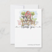 ウォーターカラーファームアニマルズ誕生日 |ベビーシャワーTha サンキューカード (正面)