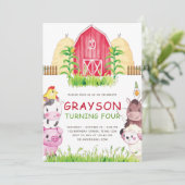 ウォーターカラーファームアニマルズ誕生日 招待状 (スタンド正面)