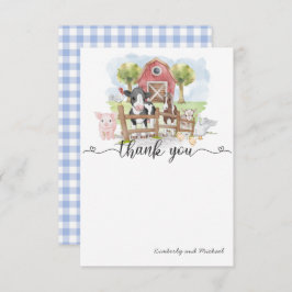 ウォーターカラーファームアニマルズ誕生日 |赤ちゃんシャワー サンキューカード