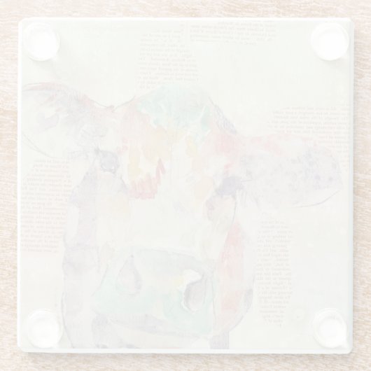 ウォーターカラーファームコラージュ牛 ガラスコースター (裏面)