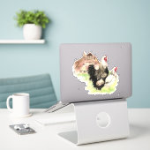 ウォーターカラーファームチキンロースターヘンバーンアート シール (デスク上のノートパソコン)