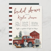 ウォーターカラーファームトラックランドスケープブライダルシャワー 招待状 (正面/裏面)