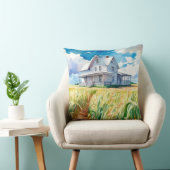 ウォーターカラーファームハウスアンドコーンフィールド装飾用クッション クッション (椅子)