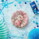 ウォーターカラーファームハウスピンクローズ&ホワイトコスモス ペーパーボウル (パーティー)