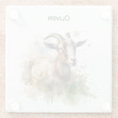 ウォーターカラーファームハウスヤギカスタム ガラスコースター (裏面)