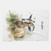 ウォーターカラーファームハウスヤギカスタム キッチンタオル (横)