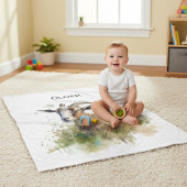 ウォーターカラーファームハウスヤギカスタム フリースブランケット