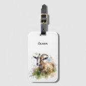 ウォーターカラーファームハウスヤギカスタム ラゲッジタグ (正面縦)