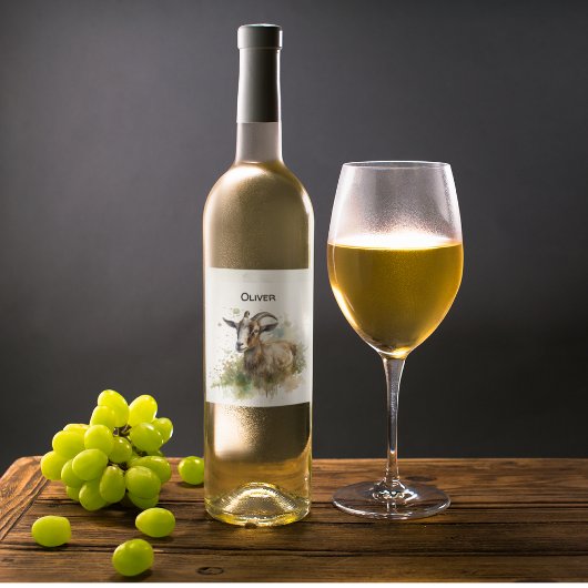 ウォーターカラーファームハウスヤギカスタム リキュールボトルラベル