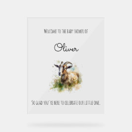 ウォーターカラーファームハウスヤギカスタム、発泡ボード アクリルサイン