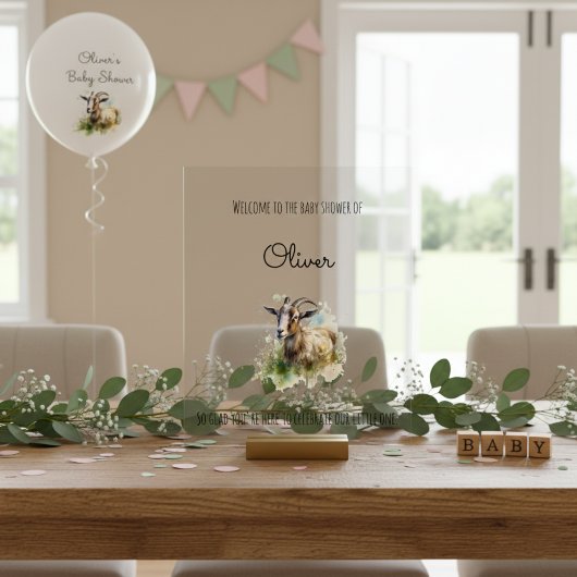 ウォーターカラーファームハウスヤギカスタム、発泡ボード アクリルサイン