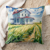 ウォーターカラーファームハウス&コーンフィールド クッション (ブランケット)