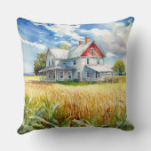 ウォーターカラーファームハウス&コーンフィールド クッション (裏面)