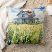ウォーターカラーファームハウス&コーンフィールド クッション (ブランケット)