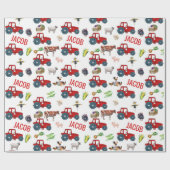 ウォーターカラーファーム誕生日動物名前をカスタムする ラッピングペーパー (フラット)
