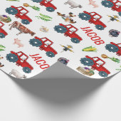 ウォーターカラーファーム誕生日動物名前をカスタムする ラッピングペーパー (角)
